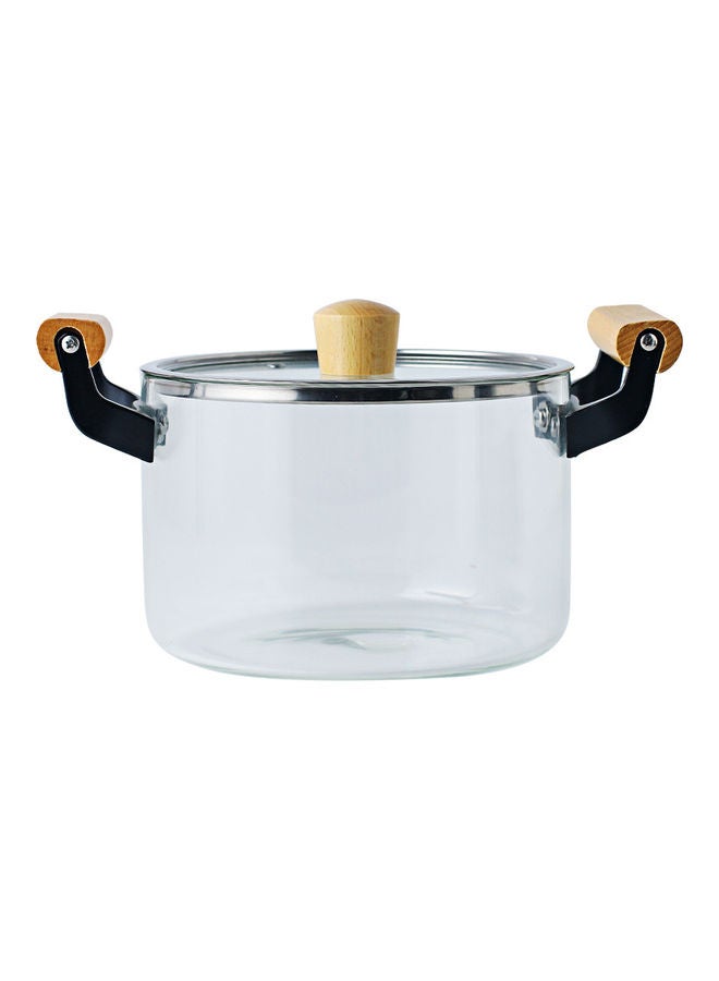 Shuer 3.5L Transparent Household High Temperature Resistant Open Fire Heating Double Ear Glass Pot Transparent 29 x 20 x 15.5cm  - Image 1