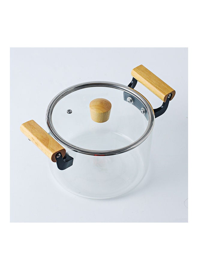 Shuer 3.5L Transparent Household High Temperature Resistant Open Fire Heating Double Ear Glass Pot Transparent 29 x 20 x 15.5cm  - Image 2