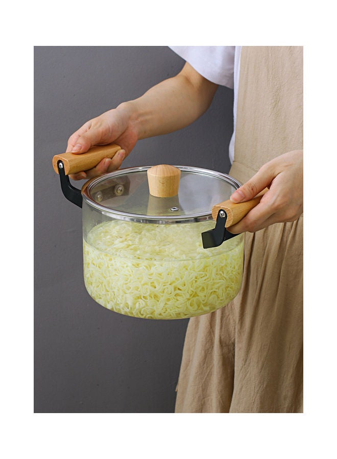 Shuer - 3.5L Transparent Household High Temperature Resistant Open Fire Heating Double Ear Glass Pot Transparent 29 x 20 x 15.5cm - Image 1