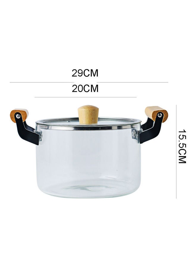 Shuer - 3.5L Transparent Household High Temperature Resistant Open Fire Heating Double Ear Glass Pot Transparent 29 x 20 x 15.5cm - Image 1
