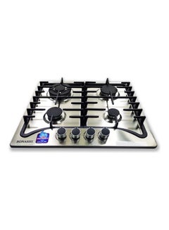 4-Burner Gas Hob - 60 CMs | Featured with Front Control Panel and Cast Iron Pan Stand | Gas Hob with Top Quality Stainless Steel and Brush Finish SGH-401FFD Metallic Grey