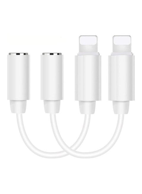 2-Pack Adapter From Lightning Port To 3.5mm Headphone (Aux) White