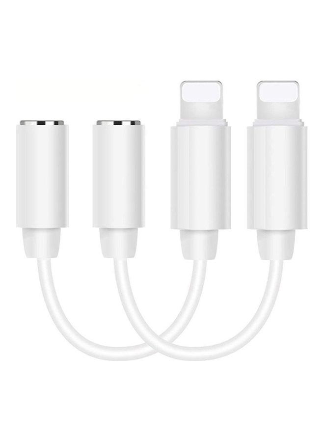 Generic - 2-Pack Adapter From Lightning Port To 3.5mm Headphone (Aux) White - Image 1