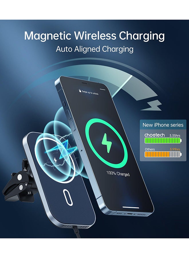 تشوتيك حامل هاتف ماج سيف للشحن اللاسلكي يثبت على شبكة تهوية السيارة بقدرة 15 وات - Image 2
