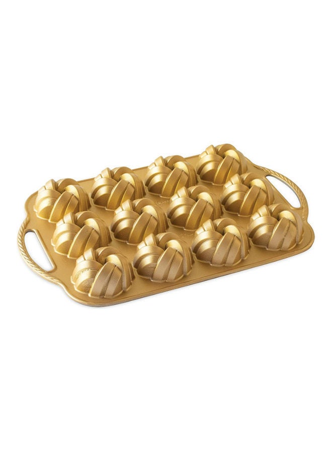 NORDICWARE Braided Bundt Bites Pan Gold 37.3x23.9x3.6cm  - Image 1