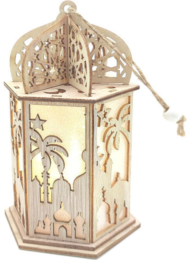 فانوس رمضان مزود بإضاءة LED بيج 16سم - Image 1