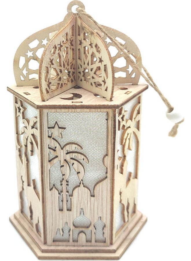 فانوس رمضان مزود بإضاءة LED بيج 16سم - Image 2