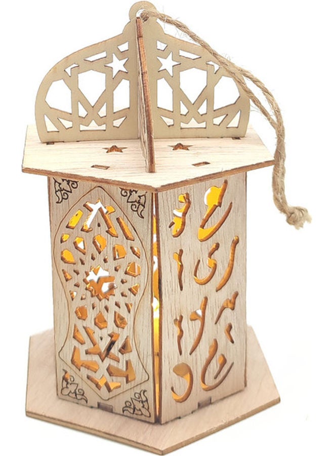 Ramadan Lantern With LED Light Beige 12cm - Image 1