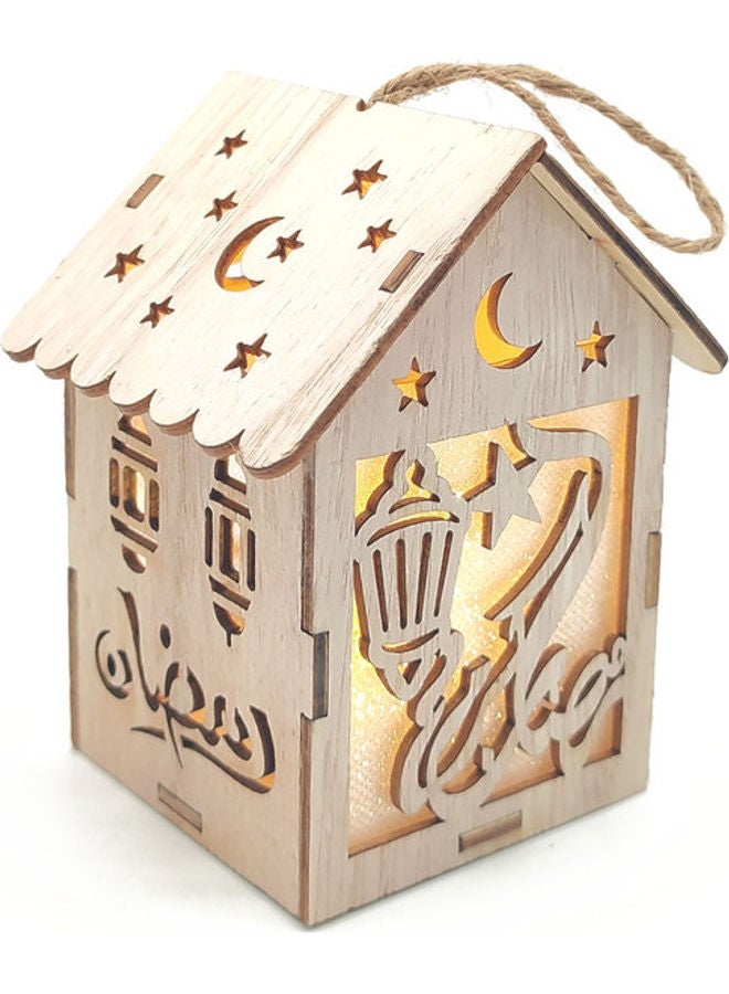 Ramadan Lantern With LED Light Beige 12cm - Image 1