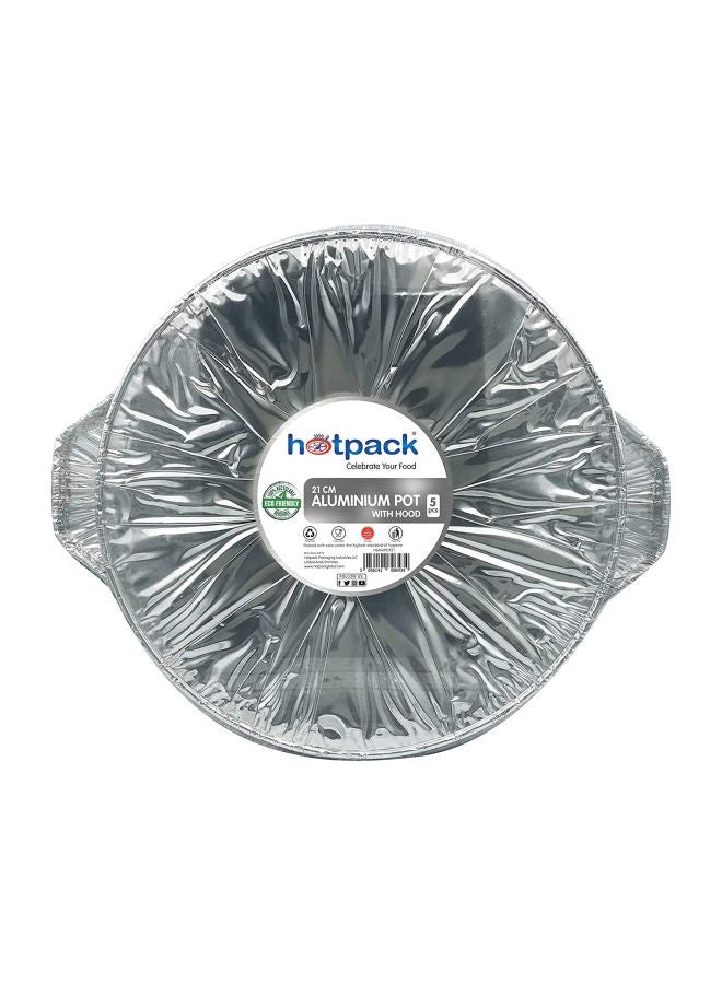Hotpack 5 Pieces Aluminium Pot With Hood Silver 21cm  - Image 2