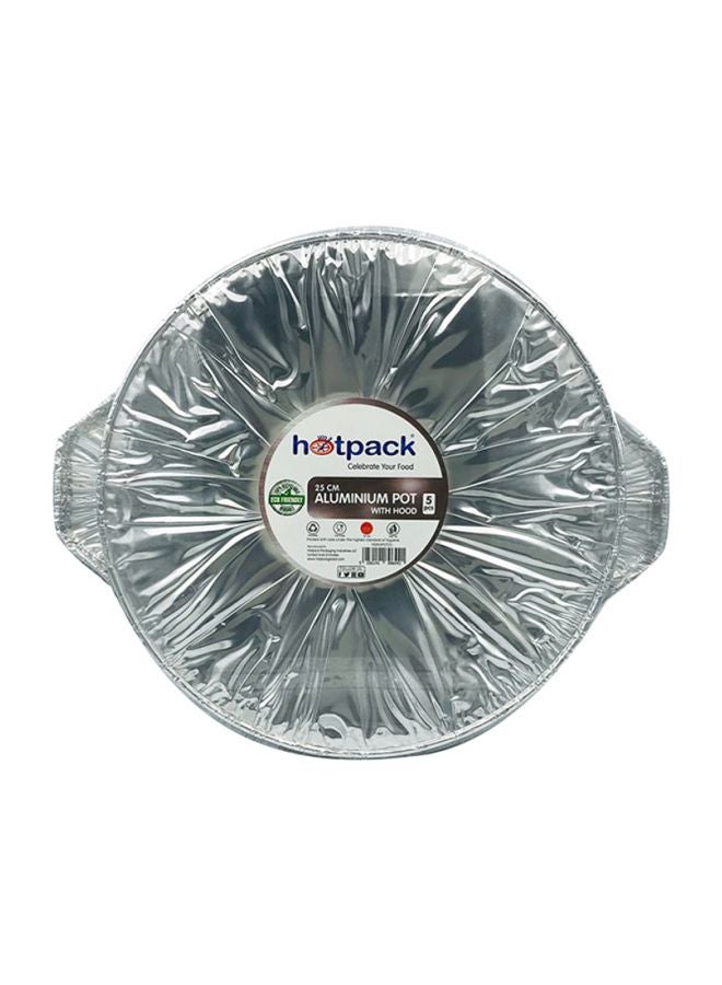 Hotpack Soft n Cool Hotpack Disposable Food Storage, take away Aluminium Food Pot container with Hood Silver 25cm, 5 Pieces Silver 25cm - Image 2