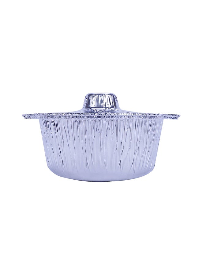 Hotpack Soft n Cool Hotpack Disposable Food Storage, take away Aluminium Food Pot container with Hood Silver 25cm, 5 Pieces Silver 25cm - Image 3