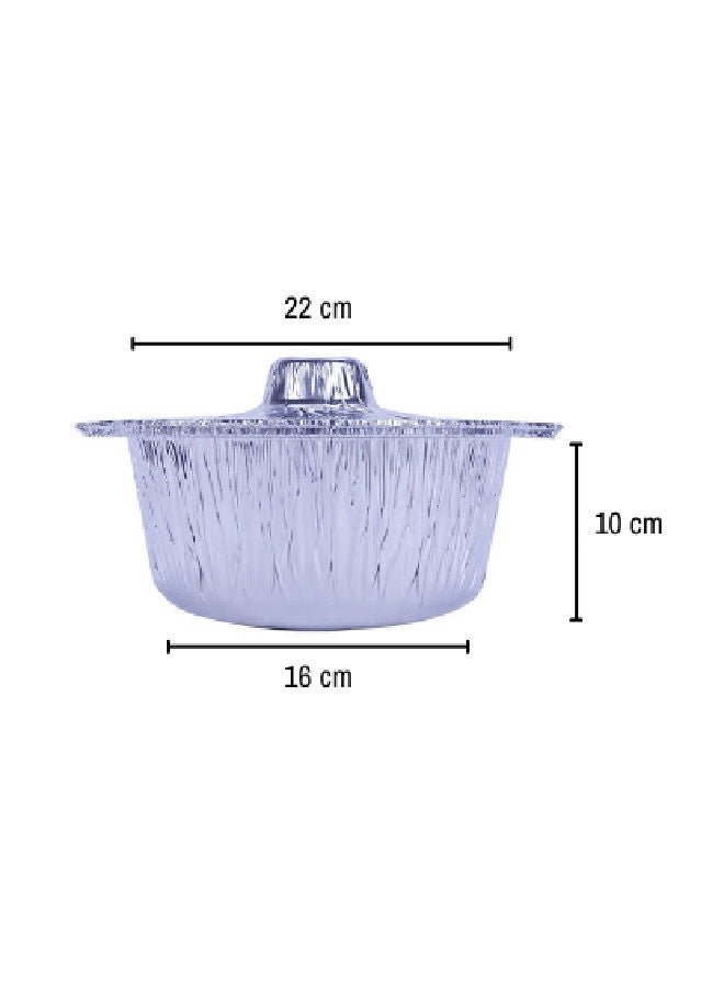 Hotpack Soft n Cool Hotpack Disposable Food Storage, take away Aluminium Food Pot container with Hood Silver 25cm, 5 Pieces Silver 25cm - Image 4