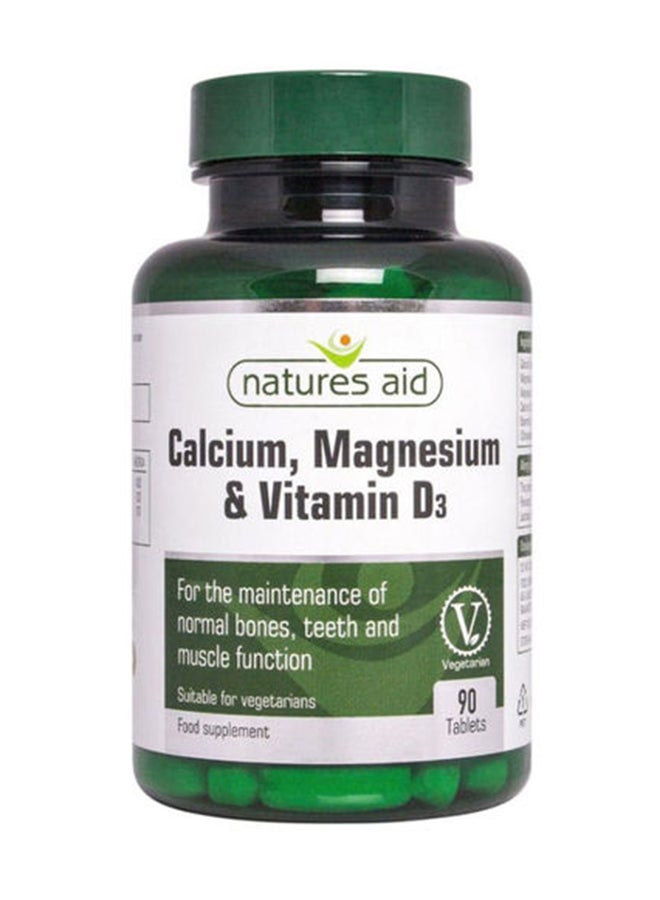 Natures Aid Calcium Magnesium And Vitamin D3 Food Supplement - 90 Tablets - Image 1