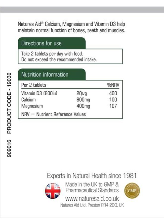 Natures Aid Calcium Magnesium And Vitamin D3 Food Supplement - 90 Tablets - Image 3
