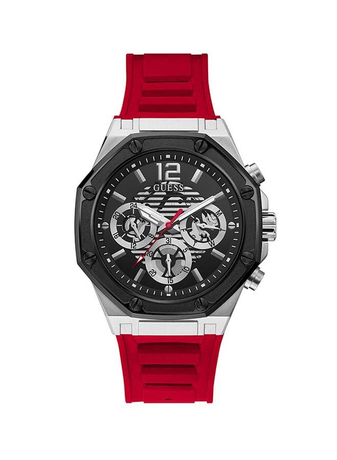 جس ساعة يد كرونوغراف مومينتوم بسوار من السيليكون طراز GW0263G3 - مقاس 44 مم - لون أحمر للرجال