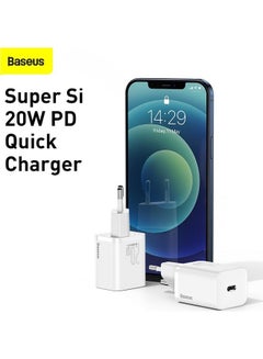 بيسوس شاحن جداري سريع بي دي 20 واط USB C بقابس EU متوافق مع أيفون 13 برو، أيباد 2021 نوع C مع كابل نوع C إلى لايتنينج متوافق مع أيباد 9 الجديد/ أيفون 13 برو/13 برو ماكس/13 ميني/12 برو/11 برو، أيباد برو 2021 أبيض  - Image 3
