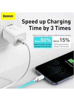 بيسوس شاحن جداري سريع بي دي 20 واط USB C بقابس EU متوافق مع أيفون 13 برو، أيباد 2021 نوع C مع كابل نوع C إلى لايتنينج متوافق مع أيباد 9 الجديد/ أيفون 13 برو/13 برو ماكس/13 ميني/12 برو/11 برو، أيباد برو 2021 أبيض  - Image 4