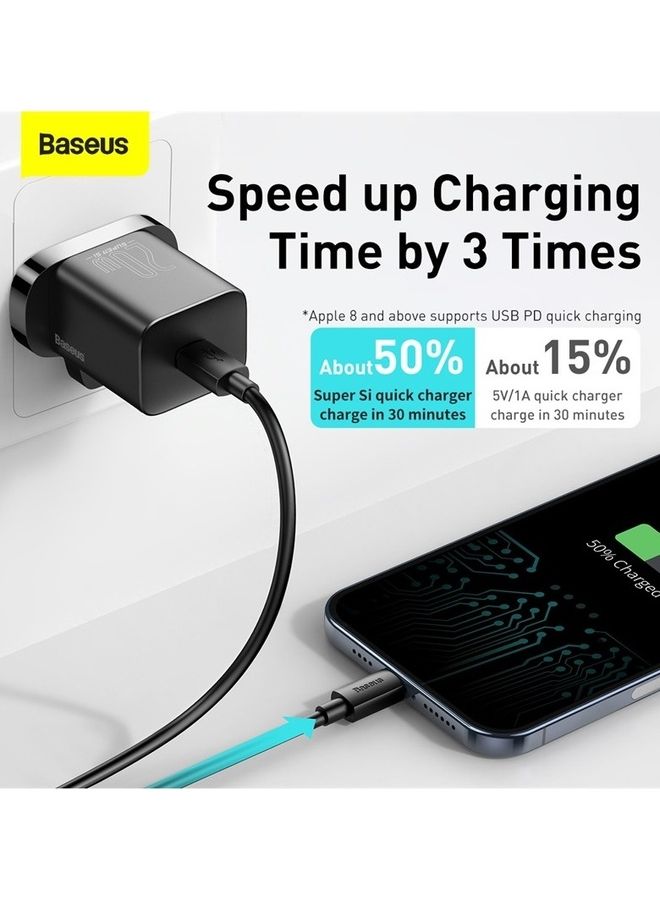 Baseus PD 20W Super Fast Charger Plug Wall Adapter Power Delivery Compatible with iPad mini-6, iPad Pro/Air, Galaxy S21/S21+/S21 Ultra/S20/Note20/S9/S10,Oneplus 8 Pro Black  - Image 5