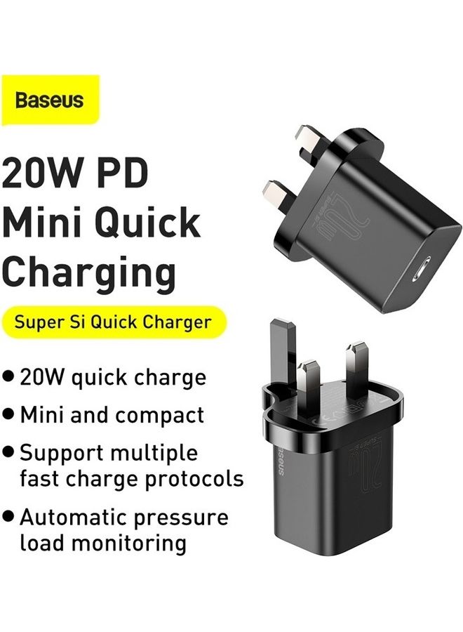 Baseus PD 20W Super Fast Charger Plug Wall Adapter Power Delivery Compatible with iPad mini-6, iPad Pro/Air, Galaxy S21/S21+/S21 Ultra/S20/Note20/S9/S10,Oneplus 8 Pro Black  - Image 2