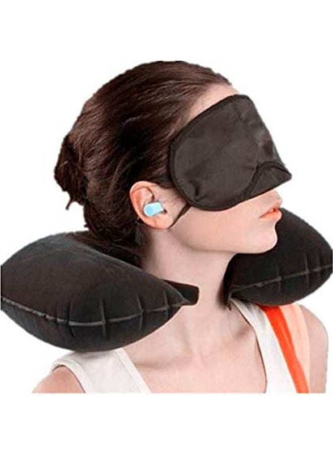 Travel Pillow, Inflatable Travel And Neck Pillow For Head And Neck, Washable Portable Air Travel Set With Ear Plugs, Eye Mask Black - v1646209732/N52795209A_1