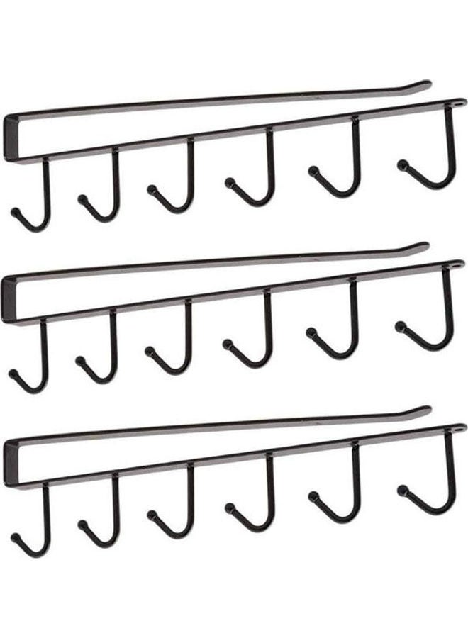 Moonmen 3Pcs Multifunction Kitchen Storage Rack Cupboard Shelf Hanging Hook Wardrobe Organizer Holder Black 25 x 5 x 6.5cm - Image 1