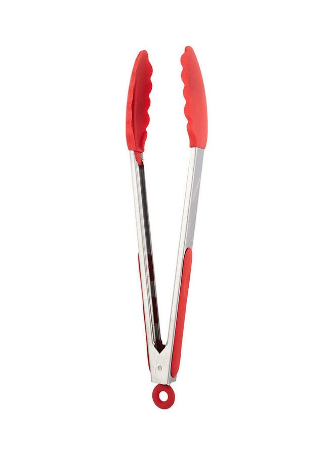 اجفا Silicone Tongs With Stainless Steel Handle Red 33cm - Image 1