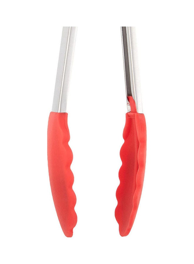 اجفا Silicone Tongs With Stainless Steel Handle Red 33cm - Image 2