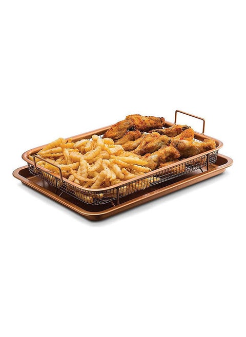 Nonstick Copper Crisper Tray Fry Food Without Oil Gold
