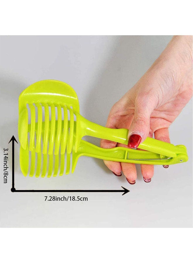 Lemon Potato Round Fruit Vegetable Slicer Tomato And Egg Round Slicer Multifunctional Round Food Tongs Green - Image 2