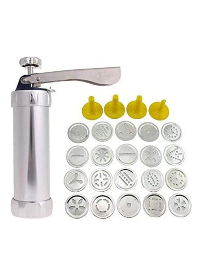 Generic 24Pcs Baking Molds Stainless Cookie Maker Pump Press Machine Silver  - Image 1