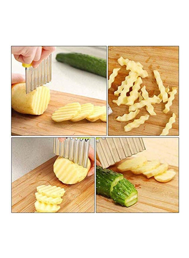 Stainless Steel Potato Chip Dough Vegetable Fruit Crinkle Wavy Cutter Blade Knife Tool Multicolor 10.7x7.7cm - Image 2