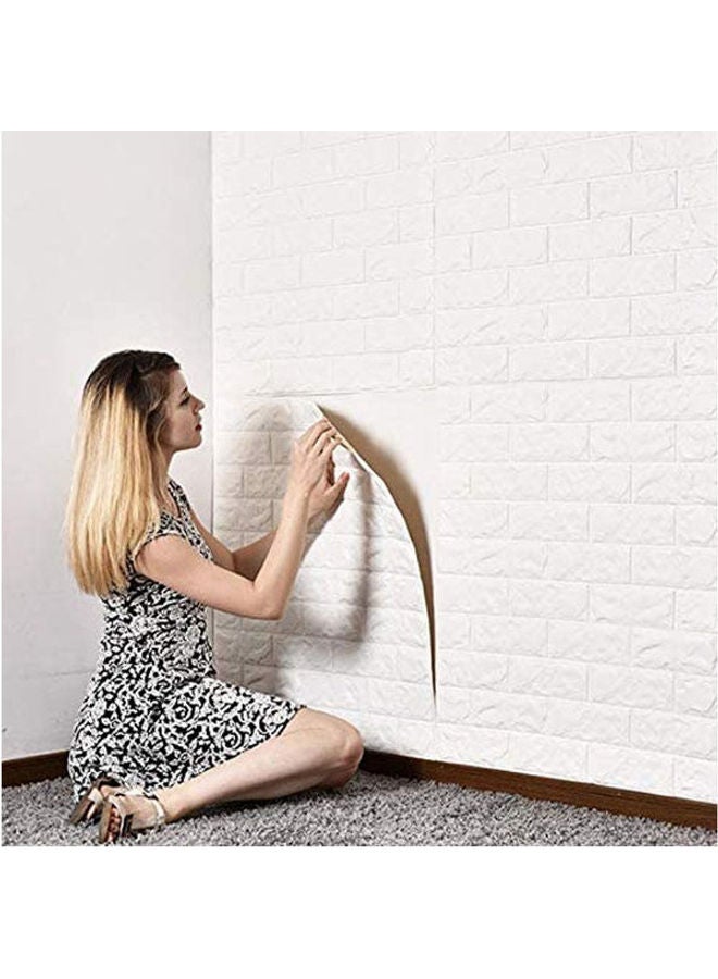 1Pc 3D Embossed Stone Brick Wall Sticker Waterproof Living Room Bedroom Kitchen Wallpaper white 70x77cm - Image 2