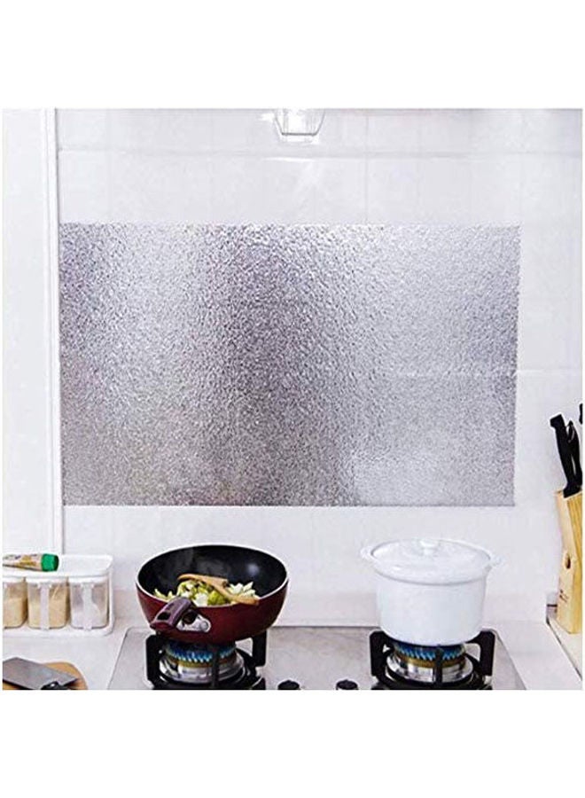 Kitchen Cooktop Waterproof High Temperature Orange Peel Oil-Proof Aluminum Foil Sticker Self-Adhesive Cabinet Oil Retaining Oil Fume Wall Sticker Silver 90x60cm