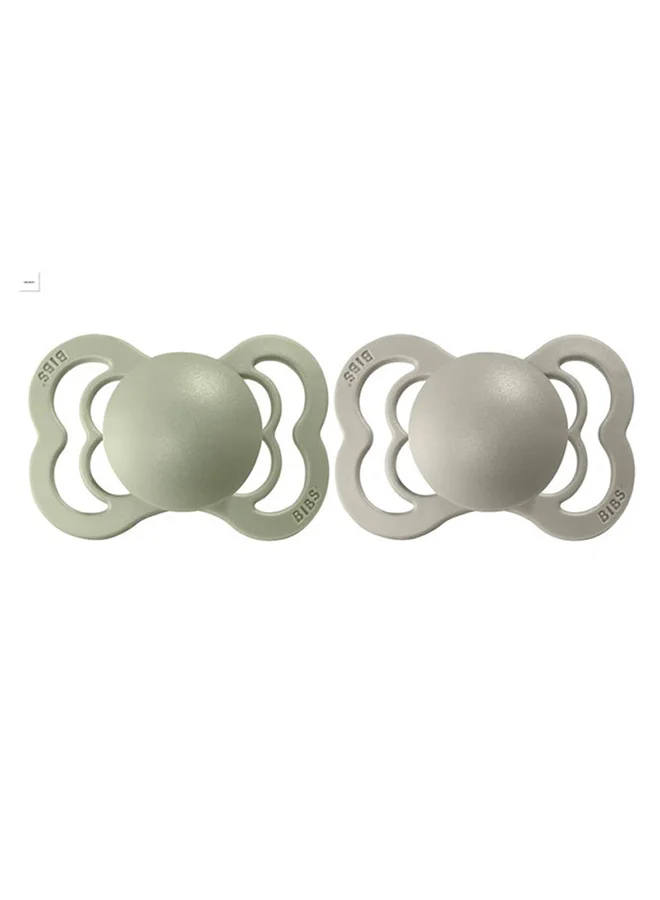 BIBS Pacifier Supreme Latex Size 1,  Baby 0-6M,  2-Pieces - Sage/Sand