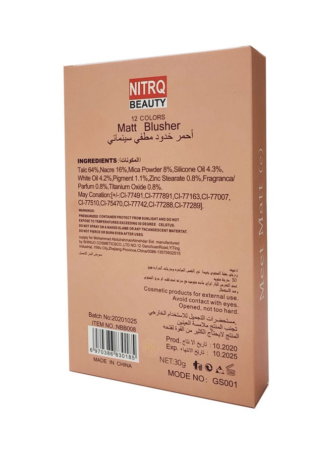 Nitrq Beauty - 12-Colour Matt Blusher Kit Multicolour - Image 1