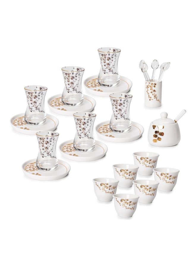 Dallaty 28-Piece Porcelain Tea And Coffee Set White/Gold 150ml - Image 2