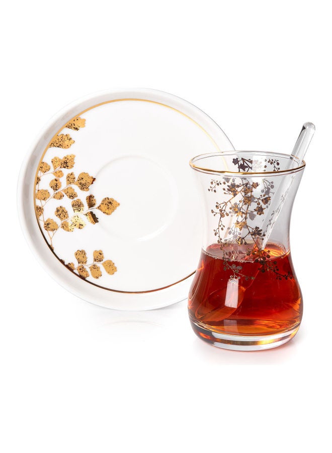 Dallaty 28-Piece Porcelain Tea And Coffee Set White/Gold 150ml - Image 3