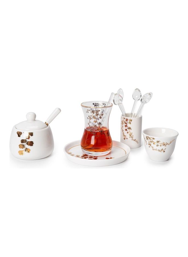 Dallaty 28-Piece Porcelain Tea And Coffee Set White/Gold 150ml - Image 1