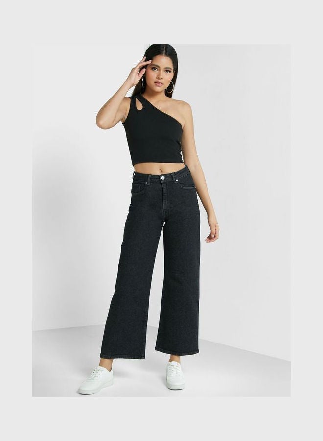 ONLY High Waist Straight Jeans Black  - Image 1