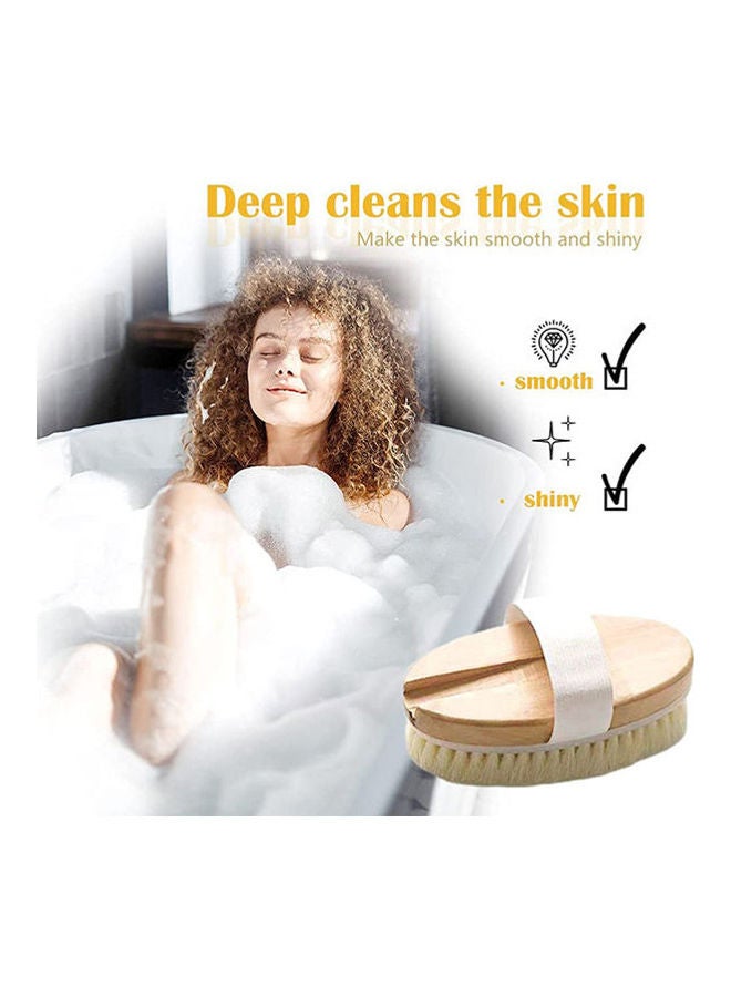 Brush Shower Massage Body Woman Man Care Body - Wooden Bristle Natural Beige - Image 3