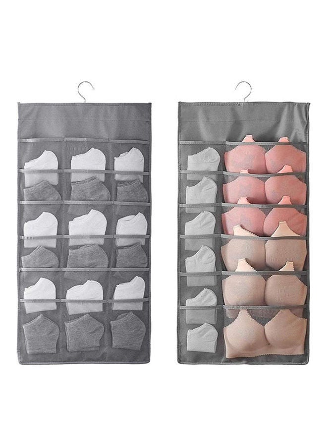 Closet Hanging Organizer With 30 Mesh Pockets & Rotating Metal Hanger Grey - Image 1