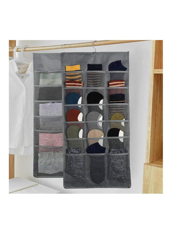 Closet Hanging Organizer With 30 Mesh Pockets & Rotating Metal Hanger Grey - Image 2