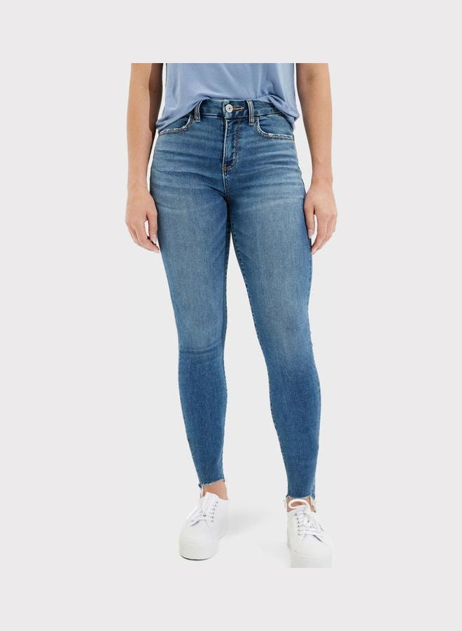 American Eagle High Waist Ripped Jeans Blue - Image 1