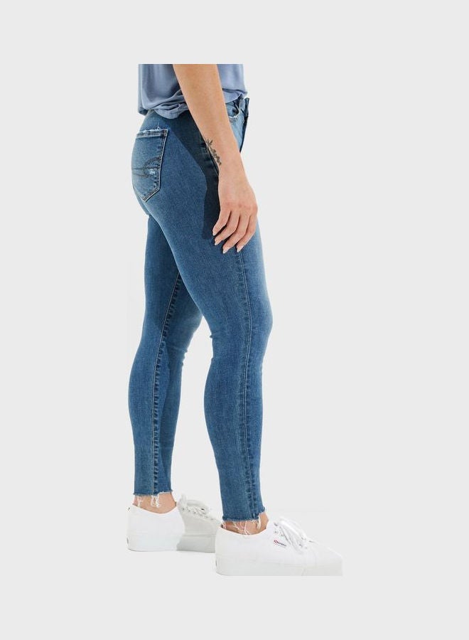 American Eagle High Waist Ripped Jeans Blue - Image 3