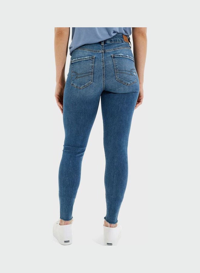 American Eagle High Waist Ripped Jeans Blue - Image 2