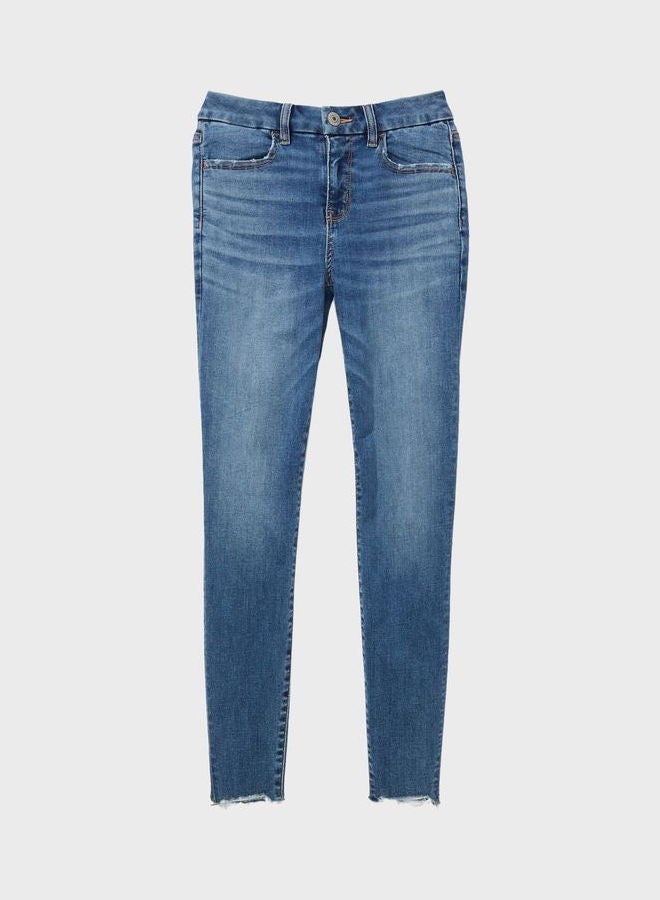 American Eagle High Waist Ripped Jeans Blue - Image 4
