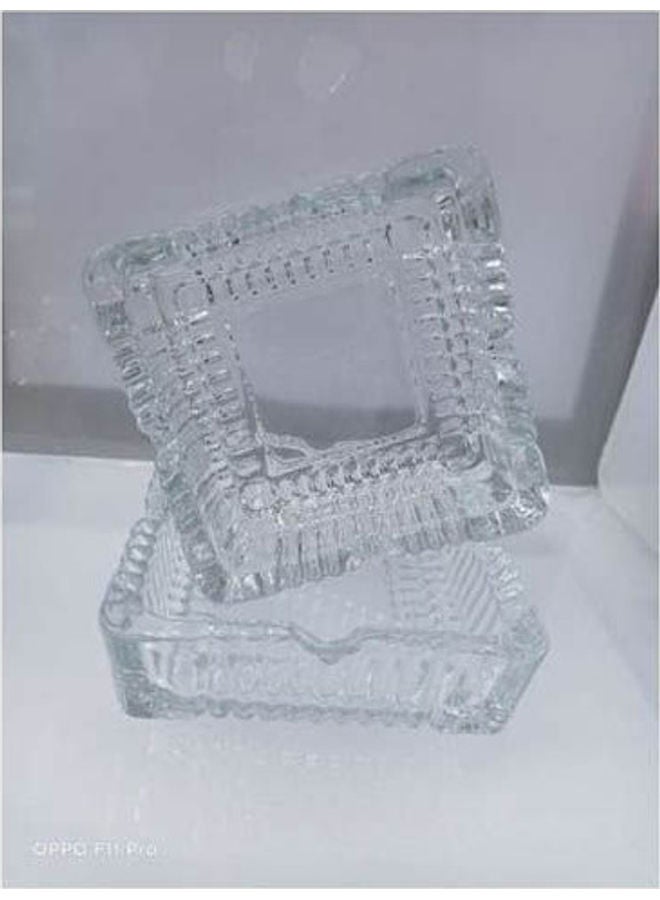 Square Glass Ashtray Clear 7x7cm - Image 2