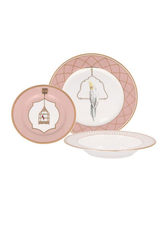 La Mesa 18-Piece Dinner Set Pink/White 26cm 