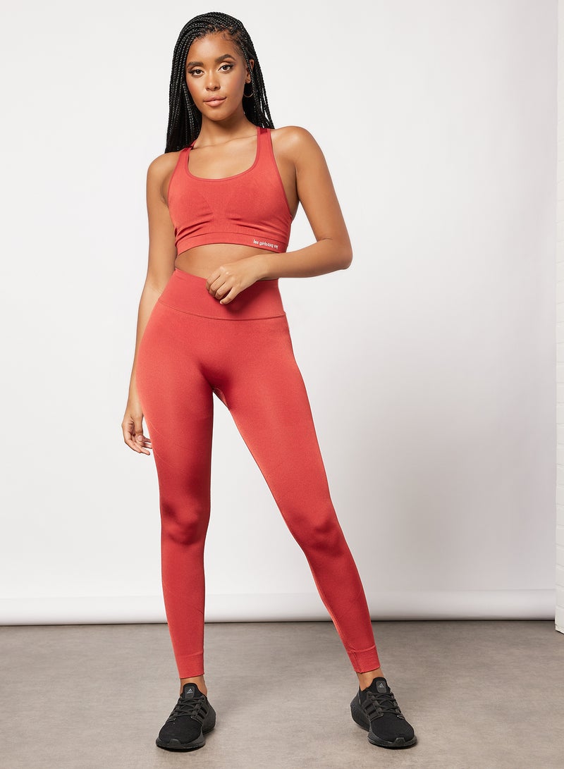 Les Girls Les Boys - Seamless Logo Crop Top Brown - Image 1